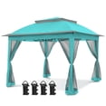 thumbnail image 7 of COOS BAY 11x11 Pop-Up Instant Gazebo Tent with Mosquito Netting Outdoor Canopy Shelter with 121 Square Feet of Shade, Aqua Blue, 7 of 7