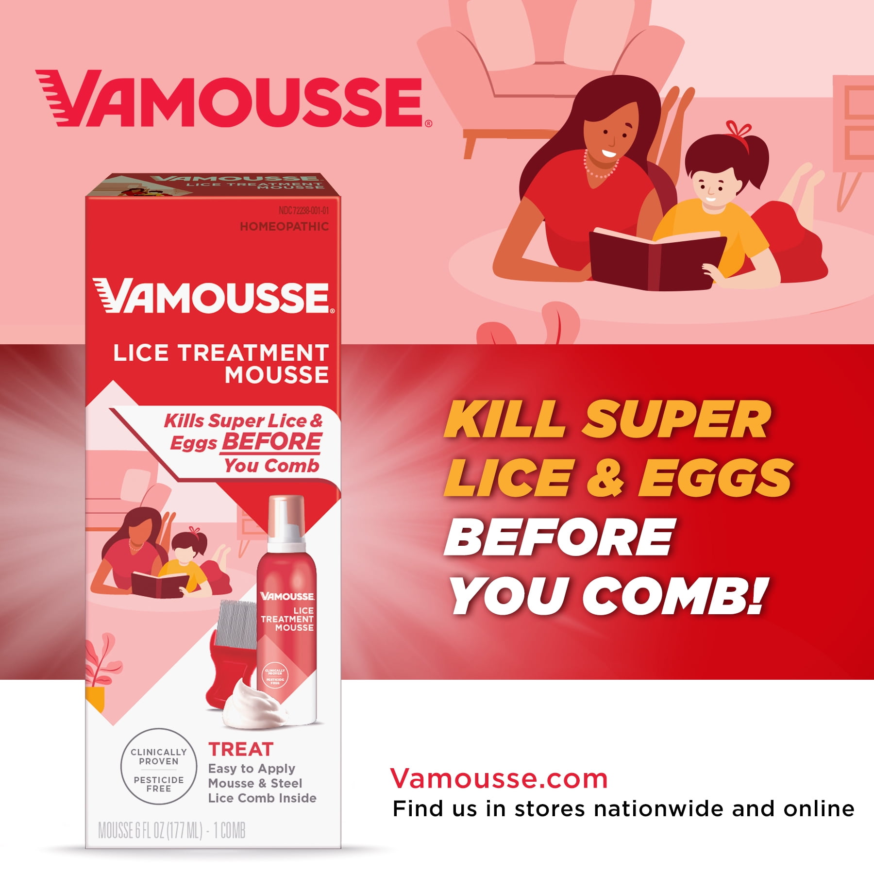 Vamousse Lice Defense Daily Shampoo, Super Lice Killing and Prevention, 10  fl. oz. 