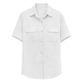 thumbnail image 6 of gakvbuo Summer Button-Up Shirts for women Button Down Tops Women'S Solid Color Pocket Blouses Short Sleeve Button-Up Turndown Collar Top, 6 of 7