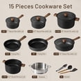 thumbnail image 5 of Carote Titanium Nonstick Pots and Pans Set, 15 Pieces Kitchen Cookware Set with Silicone Tools, All Stoves Compatible, Dishwasher Safe, Black, 5 of 10