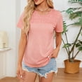 thumbnail image 2 of Tops for Women Trendy S Tee Shirts Short Sleeve T Shirts for Women plus Size Misses Tops Polyester V T Shirt Tunic Short Sleeve Womens Graphic Tee Dress Top with Lace Sleeves Soft Shirt Pink S, 2 of 8
