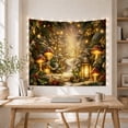 thumbnail image 4 of Snowy Forest Path Among Mushrooms and Golden Lanterns, Cozy Fantasy for Nature Lovers, Winter Woodland Decor, Christmas Gift, Tapestry Wall Hanging for Bedroom and Living Room, 4 of 6