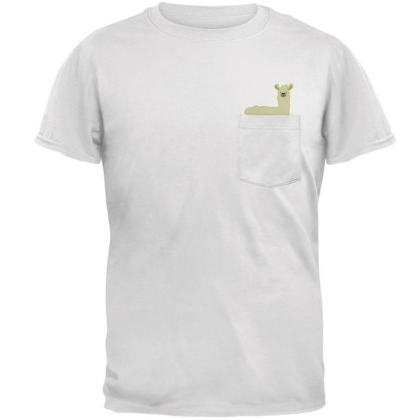Nacho Llama Funny Pocket Pet Mens Pocket T Shirt White 2XL Nacho Llama Funny Pocket Pet Mens Pocket T Shirt White 2XL