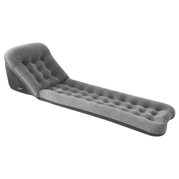 Colchón inflable de aire flocado, colchón de aire para picnic, mochilero, casa, coche Válvula de aire gris