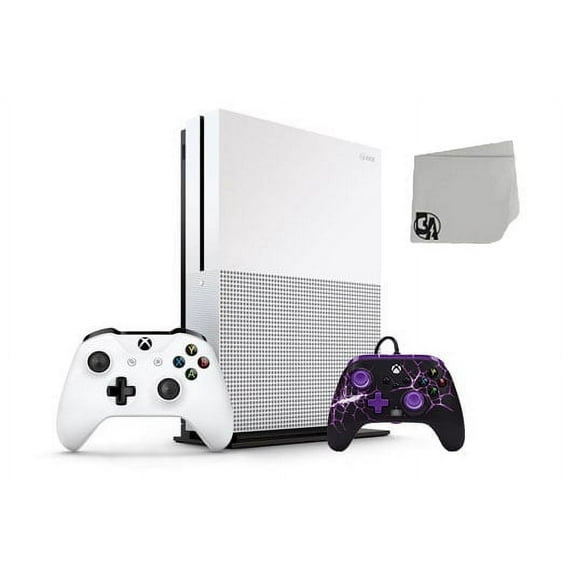 Pre-Owned Restored Microsoft Xbox One S 500GB Gaming Console White with Purple Magma Controller Included BOLT AXTION