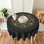 TEQUAN 60" Round Tablecloth, Occult Eye of Providence Pattern Washable Polyester Table Cloth, Waterproof Wrinkle Resistant Decorative Table Cover