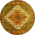 thumbnail image 1 of Ahgly Company Machine Washable Indoor Round Medallion Yellow Traditional Area Rugs, 7' Round, 1 of 4