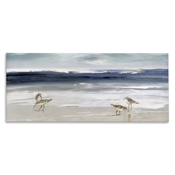 Stupell Industries Coastal Sandpipers Grazing Sea Shore Canvas Art, 40 x 17, by Sally Swatland