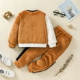 thumbnail image 3 of Vedolay Boys Outfits Boys Long Sleeve Top and Pants Set for Toddler and Little Kids,Brown 4-5 Years, 3 of 5