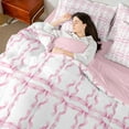 thumbnail image 4 of Erosebridal Cute Bowknot Bedding Sets Twin Size,Ribbon Bowtie Bedding Sets Twin Size,White Pink Bed in a Bag Twin Size For Princess,Microfiber Bedroom Decor Reversible,7-Piece, 4 of 6