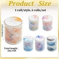 thumbnail image 2 of 1set 6 rolls 6 styles Cloud Waterproof PET Decorative Stickers Scrapbook Decorative Adhesive Tapes with Spool Mixed color 50mm 1 roll/style, 2 of 4