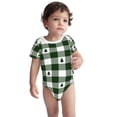 thumbnail image 2 of Yiaed Green White Lumberjack Plaid Print Infant Climbing Short Sleeve Onesie One-Piece Baby Bodysuit Clothes 0-12 Months -2 Years, 2 of 6