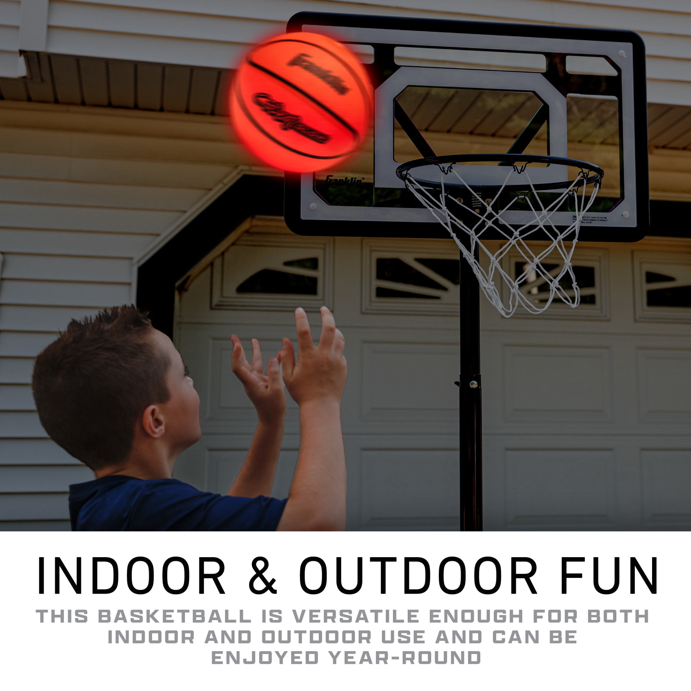 Franklin Sports Crazy Glow Light Up Basketball - Official Size 29.5"