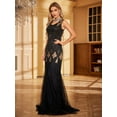 thumbnail image 5 of Black And Gold Sleeveless Sequin Mesh Maxi Dress Occasion Wear Dresses, 5 of 6