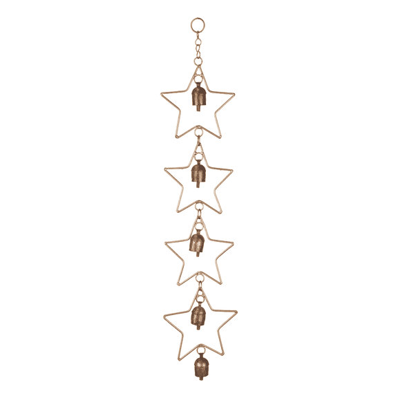 Vivanta Star-Themed Metal Wind Chimes 24 in Bronze Metal Hanging Holidays Wind Chimes, 5 Bells