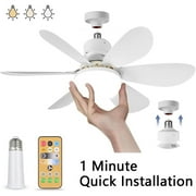 AKT LIGHTING 16.5" Ceiling Fan with Light Remote Control, Socket Fan Light Original with Light Replacement for Light Bulb, Ceiling Fan for Bedroom