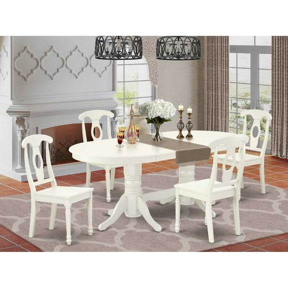 East West Furniture Dining Room Set Linen White, VAKE5-LWH-W