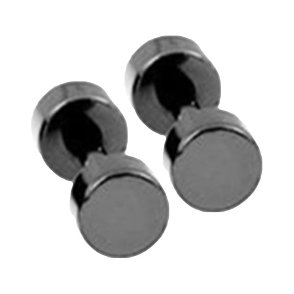 iaksohdu Men Cool Punk Round Black Stainless Steel Ear Stud Piercing Earrings 3mm - 14mm