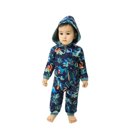 

Christmas Jumpsuit Cartoon Printed Family Sleepwear Nightgown Xmas Hooded Loungewear Homewear Baby 3-6M