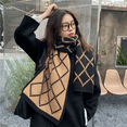 thumbnail image 3 of Bufanda a cuadros para mujer, estilo japonés, moderna, bonita, suave, gruesa, cálida, de lana tejida para otoño e invierno, 3 of 6