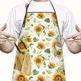 thumbnail image 2 of White Green Leaf Flower Sunflower Pattern Apron-Garden Aprons for Women with Pockets-Cotton Linen Waterproof Kitchen Cooking Gardening Aprons Adjustable for Kitchen,Cooking,BBQ and Salon 33x27 Inch, 2 of 7