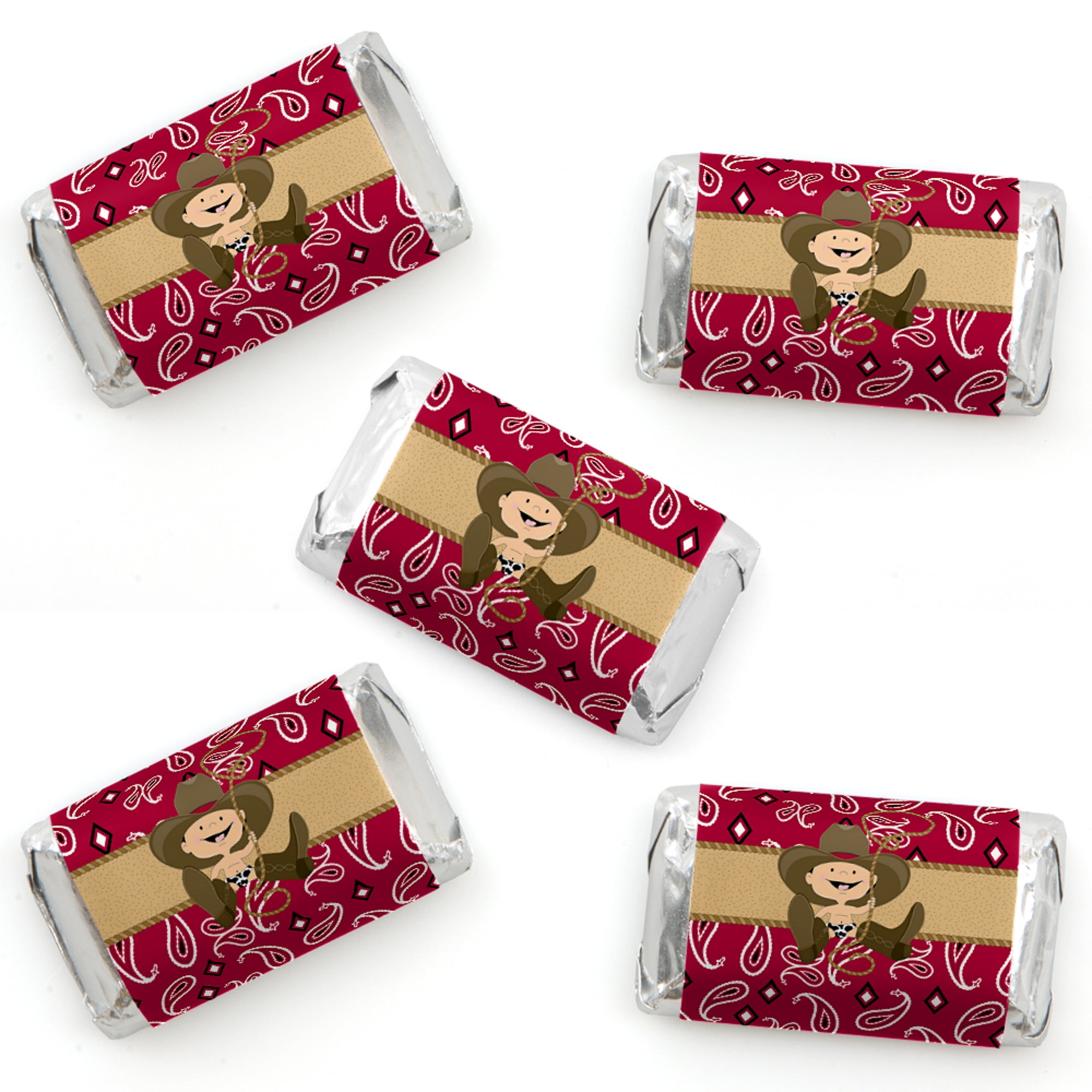 Little Cowboy Mini Candy Bar Wrapper Stickers Western Baby