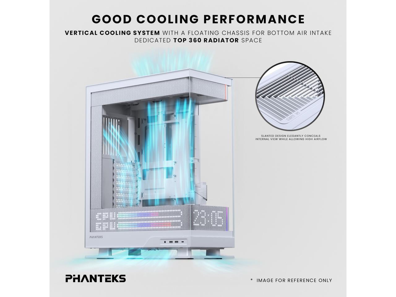 Phanteks Evolv X2 Matrix Mid Tower ATX Gaming Chassis with 900 LED Matrix Display, Fabric Interior Panel, Vertical Cooling System, Tempered Glass, Integrated D-RGB Lighting, Grey White