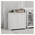 thumbnail image 2 of Tilt-Out 2-Compartment Laundry Hamper, Modern Clothing Storage Basket, Hamper Cabinet for Bathroom, Laundry Room, White, 2 of 9