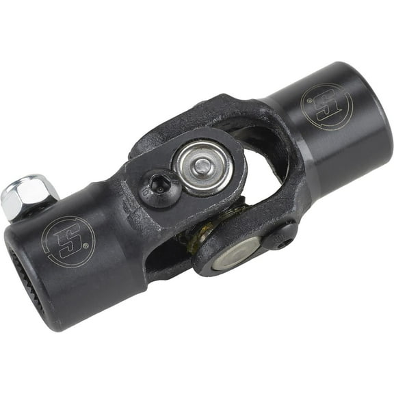 Speedway Motors Small GM Power Steering U-Joint, 1978-Up 3/4-30 Spline to 3/4 Round Forged Steel Steering Shaft Coupler with Black Oxide Finish
