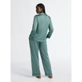 thumbnail image 3 of Joyspun Women’s Stretch Satin Notch Long Sleeve Top and Pants Pajama Set, 2-Piece, Sizes XS-3X, 3 of 5