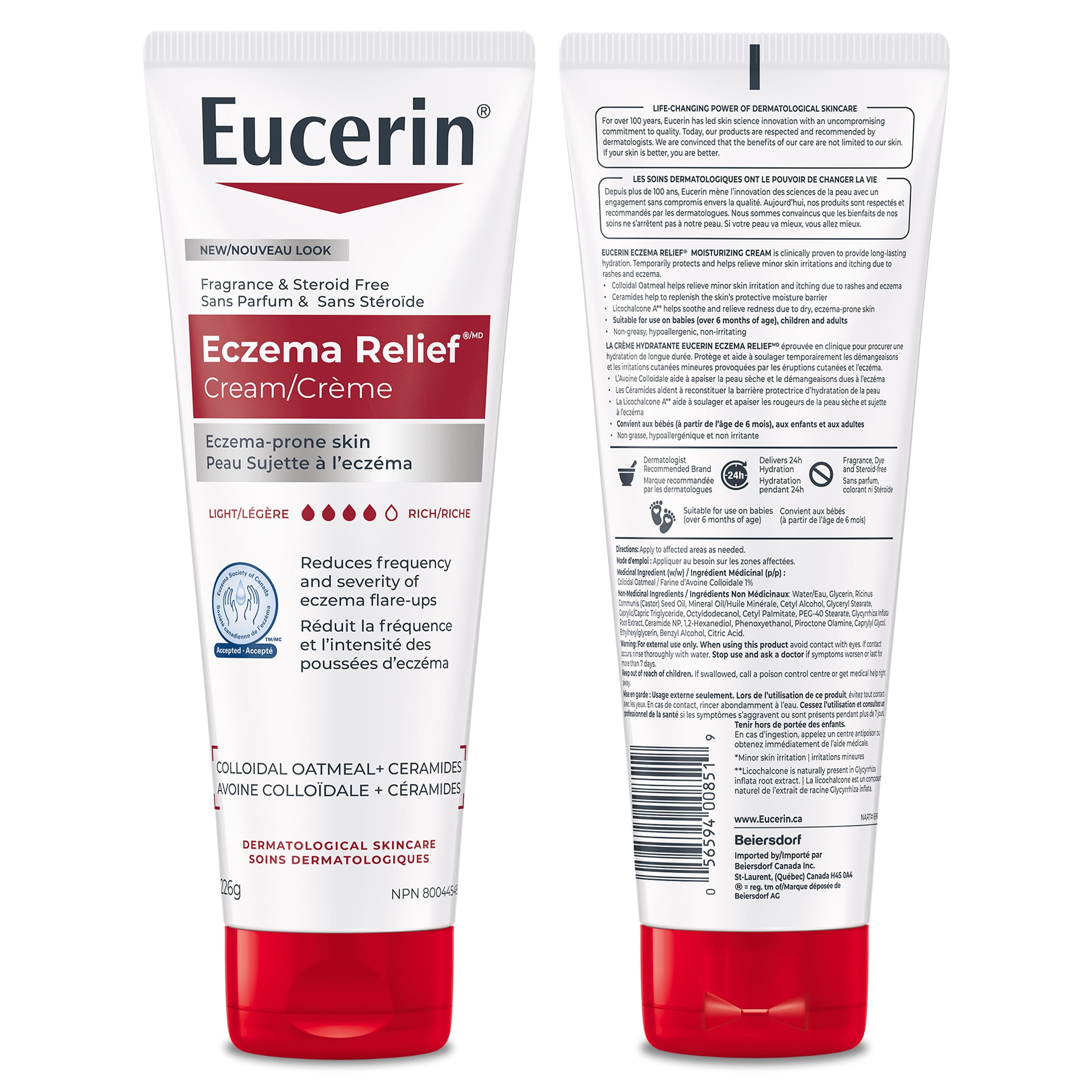 Eucerin Eczema Relief Body Cream for Eczema-Prone Skin, Steroid-Free and Fragrance-Free, Ceramide, Colloidal Oatmeal, 226g