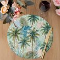 thumbnail image 3 of Tropical Plants Round 13 Inch Placemats Set of 8, Summer Coastal Beach Coconut Tree Green HeatResistant Non Slip Place Mats for Dining Table, Wipeable Braided Kitchen Table Mats for Housewarming, 3 of 9