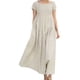 thumbnail image 1 of Vestido largo elegante y casual con cuello cuadrado y manga corta amplia - Algodón y lino, transpirable, para todas las ocasiones, 1 of 2