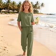 thumbnail image 7 of WRKEKC Girls Athletic Sets Printed Round Neck Short Sleeve T Shirt and Pocket Long Pants Set for 5-14 Years, 7 of 7