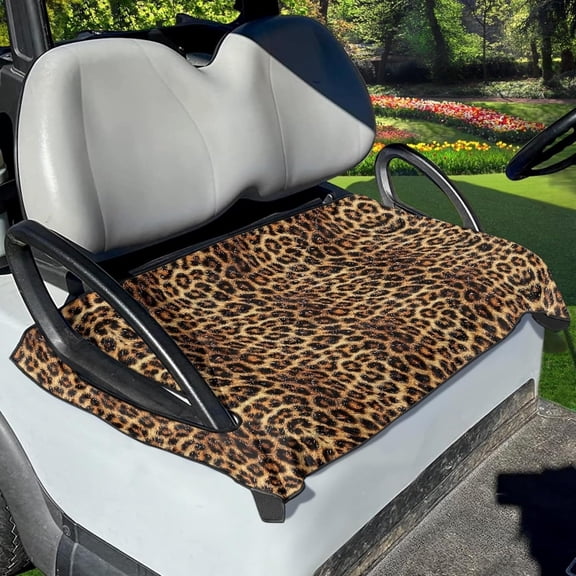 Brown Leopard Golf Cart Seat Covers, Universal Fit for EZGO, Club Car, Yamaha 52"x32", 2 Passenger Golf Cart Seat Protector, Durable Washable