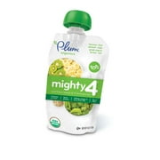 (4 pack) (4 Pack) Plum Organics Mighty 4 Blends Banana, Kiwi, Spinach, Kale, Greek Yogurt, Barley, Oat, 4oz