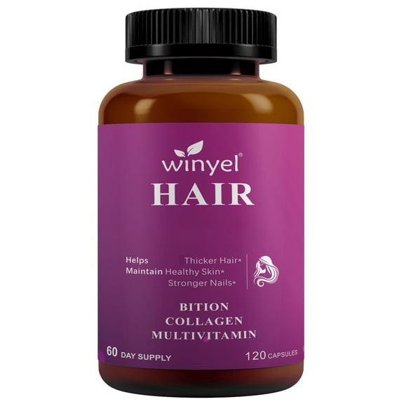 Biotin Collagen Hair Skin & Nails Multivitamin Capsules, Hair Growth Supplement for Women Men, Supports Thicker Fuller Hair & Strong Nails, Vegan Non-GMO,120 Count