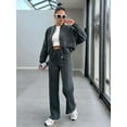 thumbnail image 4 of Lounge Sets for Women Sweatsuit 2 Piece Outfits Sweatshirt Wide Leg Sweatpant Tracksuit Matching Set Dark Gray XL, 4 of 8