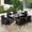 Navy Blue-60" x 38" Patio Table, variant on SUMMIT LIVING 7-Piece Wicker Outdoor Patio Dining Set with Navy Blue Cushions, Rattan Patio Chairs and Metal Table with Umbrella Hole for 6 People, Black & Brown