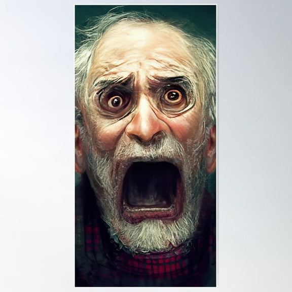 Spooky Horror Man Screaming At Something Scary Poster Wall Art, Modern Wall Decor For Living Room Bedroom, 8x12 UNFRAMED