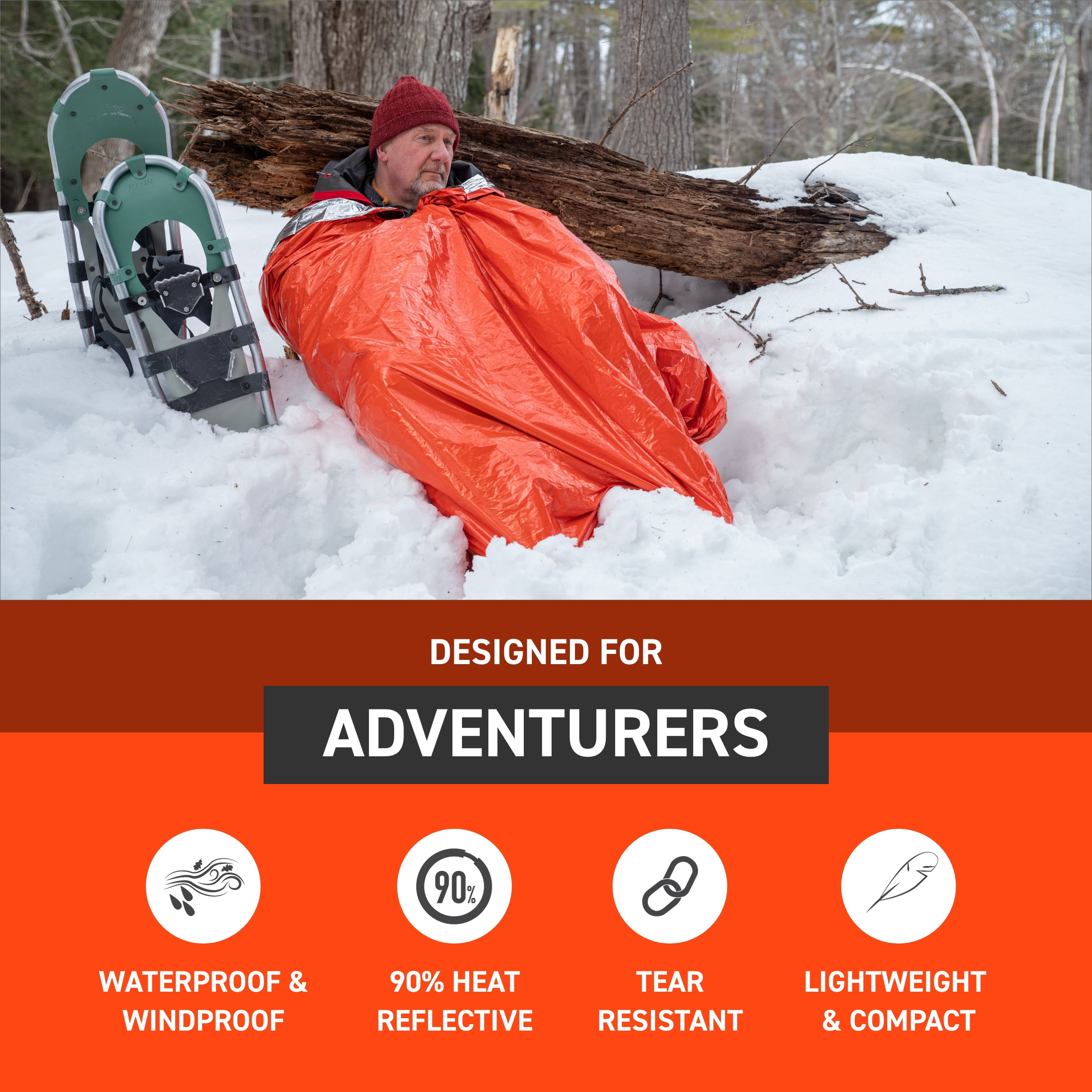 Survive Outdoors Longer Emergency Bivvy XL w/ Rescue Whistle