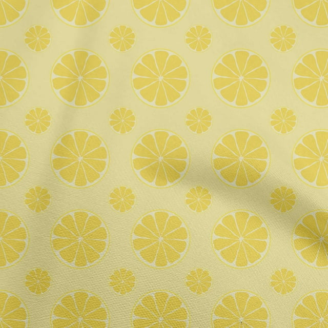 oneOone Velvet Medium Yellow Fabric Fruits Lemon Slice Sewing Craft Projects Fabric Prints By Yard 58 Inch Wide