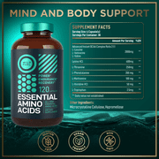 Essential Amino Acids Supplement - All 9 EAAs with BCAAs Amino Acids (Leucine, Lysine, Valine, Threonine) - 3,000mg Per Serving - Muscle Growth, Power, Recovery - 120 Vegan, Caffeine Free Capsules
