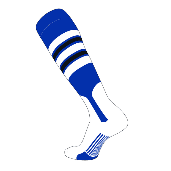 TCK Baseball Knee High Stirrup Socks (F, 7in) AF Blue, White, Black - Medium