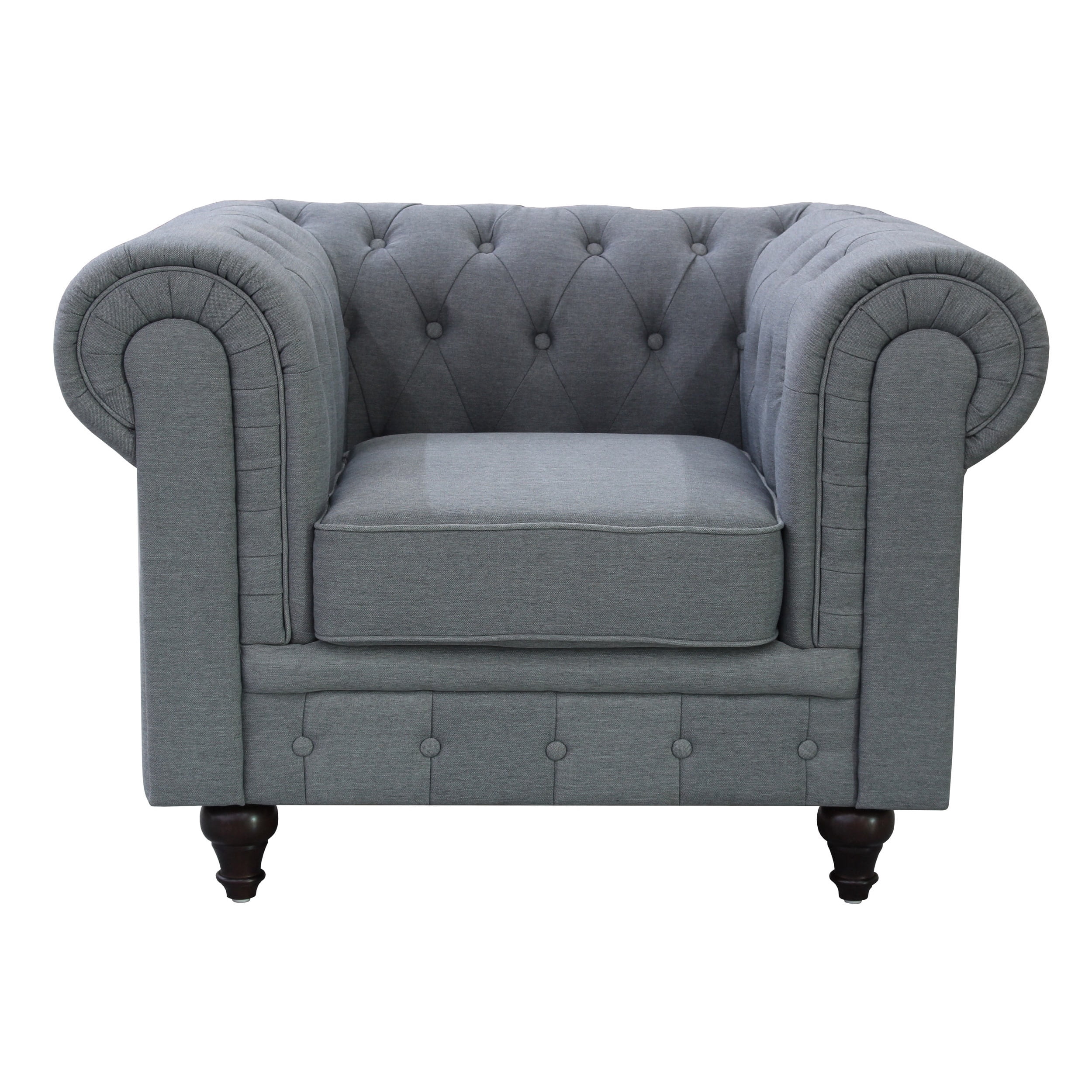 US Pride Furniture Grace Grey Linen Fabric Chesterfield Chair