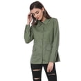 thumbnail image 4 of Chaqueta Utilitaria Ligera con Bolsillos con Solapa en la Cintura con Cordón para Mujer Verde M Allegra K, 4 of 6