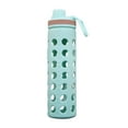 thumbnail image 3 of 20oz Clear Glass Water Bottles Extra Lid Odor Proof and Stain Resistant Wide Mouth Reusable Fitness Sports Bottle with Sleeve, Motivational Water Jug, Blue, 3 of 7
