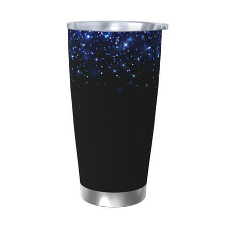 

Salouo Black Blue Glitter Sparkles Print 20oz Tumbler with Lid Stainless Steel Vacuum Insulated Tumbler Durable Insulated Coffee Mug Thermal Cup with Splash Proof Sliding Lid-Without Straw