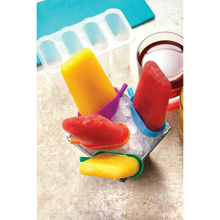Set of 4 Ice Pop Maker Molds With Sipper Straw Base 