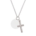 thumbnail image 2 of Delight Jewelry Acrylic 1 1/8" Disc Imitation Pearl Be Strong and Courageous Engraved Cross Zoey Necklace, 28", 2 of 4